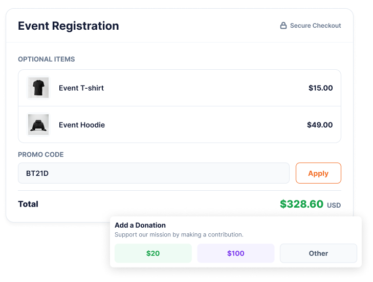 Strategic Donations & On-Site Merchandise Sales